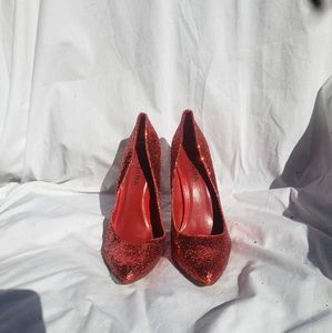 Red sparkle heels